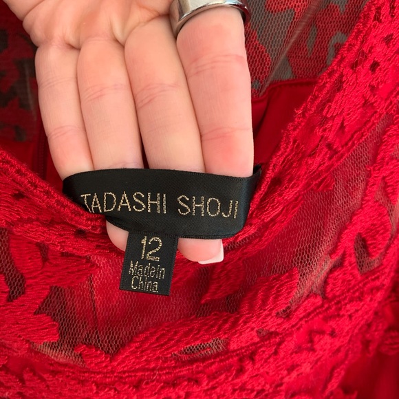 TADASHI SHOJI Filigree Embroidered Lace Red Cocktail Dress, NWOT, Size 12 - Picture 11 of 15